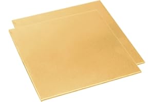 Tynulox 12 Gauge Brass Sheet，H62 Brass Plates Metal 0.079" Thickness x 3.9" Width x 3.9" Lenght, for Models, Crafts, Repairs, Electrical, 2Pcs