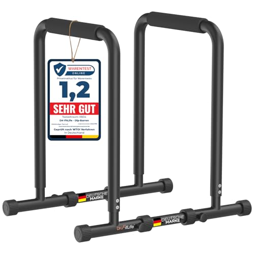 DH FitLife Dip Barren Bars | Dip Station | Kraftstation Fitnessgerät für Zuhause | Parallettes Calisthenics Training Equipment | Krafttraining 80-100 