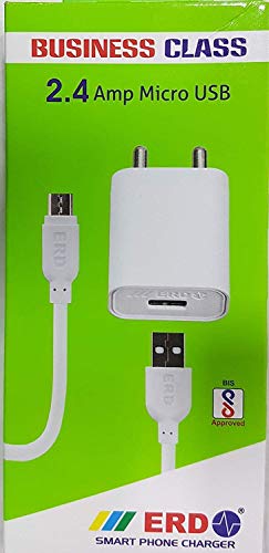 ERD Technologies 2.4 A Smart Phone Super Fast Charger with Data Cable for All Android Mobiles (White)