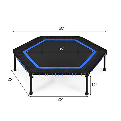 Giantex 50" Mini Trampoline, Hexagonal Exercise Rebounder Trampoline w
