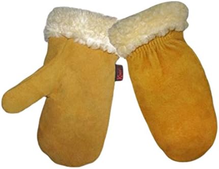 KINCO 1929PL-Y Child's Lined Gloves, Deerskin Mitten, Ages 7-12, Youth, Golden