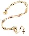 Two Year Warranty Gold Overlay Rosary Cross Pendant & Open Arms Charm with Multicolored Stones 18 Inch Necklace (T-71)