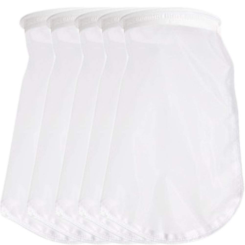 Honritone 5Pack Nylon Mesh Filter Socks NMO 50/100 / 200/300 / 400 Micron - 7 Inch Ring by 18 Inch Long – Water Liquid Filter Bags for Aquarium, Industrial (100 Micron 7 x 18 inch Nylon Mesh Bag)