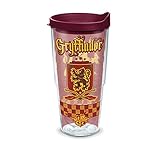 Tervis 1243499 Harry Potter - Gryffindor Quidditch Insulated Tumbler with Wrap and Maroon Lid, 24 oz - Tritan, Clear