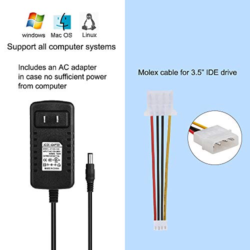 USB to SATA IDE HDD Adapter - USB 3.0 Cable to 2.5" 3.5" SATA IDE Hard Drive for Windows 10/8.1/8/ 7/Vista/XP, Mac OS, Support 5TB