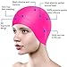 Swim Cap Women(2 Pack),Long Hair Swimming Cap Cover Ears for Women Men Kids,Swimming Hats with 2 Pack Nose Clip& Ear Plugs (Blue+Pink)