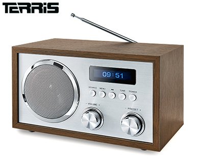 Terris DAB + Radio mit Bluetooth NRD 274 Nostalgie-Radio | UKW-Retroradio mit Bluetooth | 2 Alarmzeiten mit Radiowecker | Aux