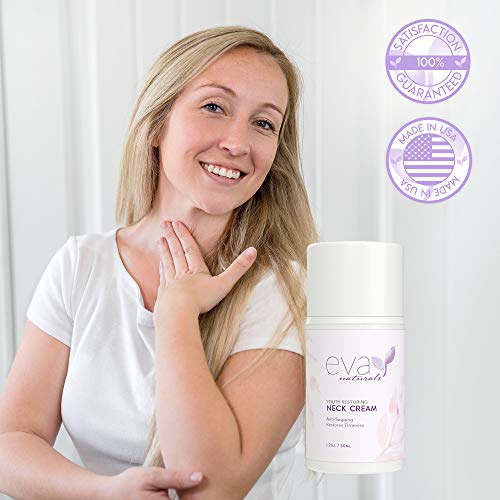 Neck Firming Cream by Eva Naturals (1.7 oz) Airless Pump - Firming Lotion for Sagging Neck, Face, and Décolleté - Fights Wrinkles and Promotes Elasticity and Youthful Skin - With Vitamin C