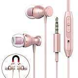 In-Ear Earbuds, Wired Earphone Stereo Noise Cancelling with Mic 3.5mm Metal Housing 4 in 1 Volume Control+Play+Pause+ Answer+End Magnetic Sport Headphones