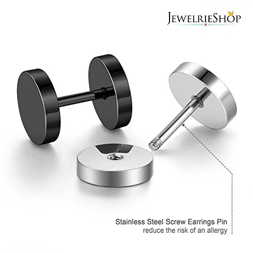 image for JewelrieShop Stainless Steel Stud Earrings for Men Women, Ear Plugs Tu