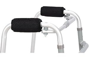 Bitco (2-Pack) Genuine Sheepskin Walker Hand Grips for Rollator, Crutch, Wheelchair – Soft Handle Cushion Padding – Moisture-