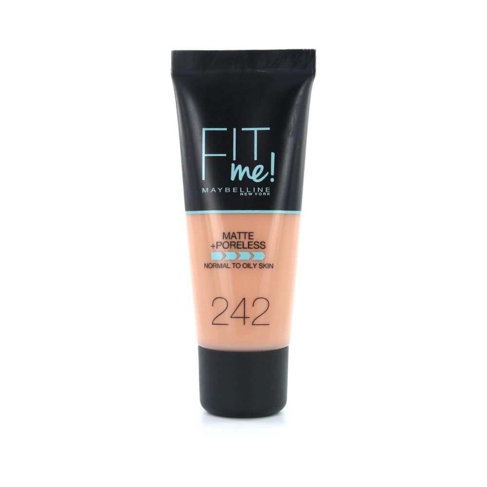 Maybelline Fit Me Foundation, Matte & Poreless, Full Coverage Blendable Normal to Oily Skin, 242 Light Honey 30ml