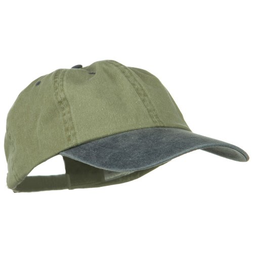 New Big Size Washed Cotton Ball Cap - Khaki Navy OSFM