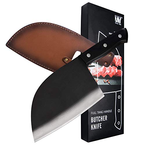 XYJ Kitchen Knife Camping Knife Full Tang Butcher Knife 3cr13 Stainless