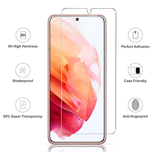 GEEMAI Verre Trempé Compatible avec Samsung Galaxy S21, 3 Pièces Verre Trempé et 2 Pièces Caméra Arrière Protecteur,Haute Transparence sans Bulles Film Protection Écran.