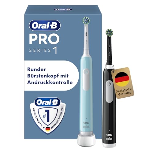 Oral-B Pro Series 1 Elektrische Zahnbürste, Doppelpack, Blau/Schwarz