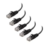 Cable Matters 5-Pack Snagless Cat 6, Cat6 Ultra Thin Ethernet Cable (Thin Cat6 Cable) in Black 1 Foot