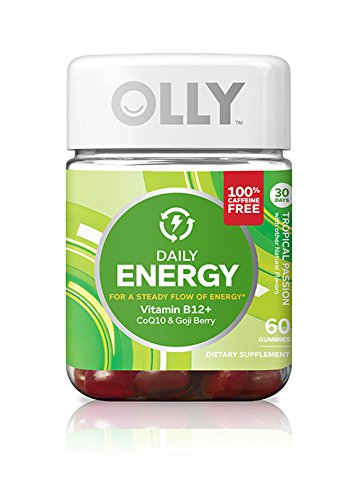 OLLY Daily Energy Gummy Supplement; CAFFEINE FREE; Tropical Passion; 60 count (30 day supply)