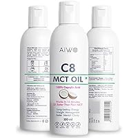 NUM NUM SUPERFOODS Pure C8 Oil MCT Medium Chain Triglycerides Pure 99.9% C8 Caprylic Triglycerides 100% Coconut source Boosts 3X More Ketones than Other MCTs - Trial pack 100 ml