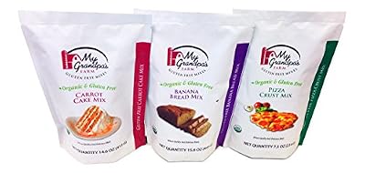 My Grandpa's Farm TOP 3 Organic Gluten Free Variety Pack (3 mixes)- Carrot Cake Mix, Pizza Crust Mix, and Banana Bread Mix
