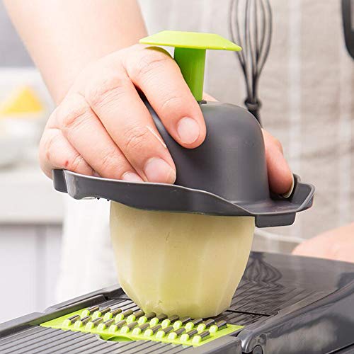 QELEG Kitchen Vegetable Chopper with Scissors, Pro Mandoline Slicer with Container, 8 in 1 onion chopper slicer dicer for Carrots, Cabbage, Potato, Garlic, Tomato, Fruit, Salad