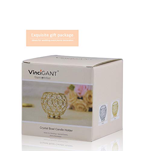VINCIGANT Silver Crystal Bowl Candle Holders for Aromatherapy, Weddings