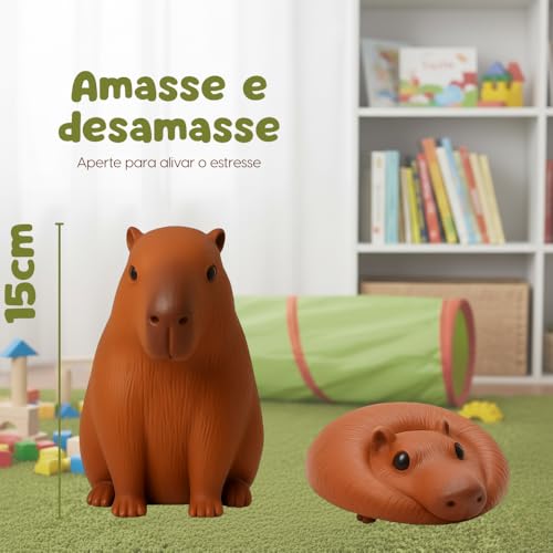 Capivara Squishy Anti Stress Brinquedo Sensorial Infantil e Adulto Aperta Estica Toys Autismo, Fisioterapia e Ansiedade