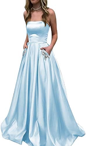 menoqo Women's Strapless Dresses Ball Gown Evening Prom Party Dress