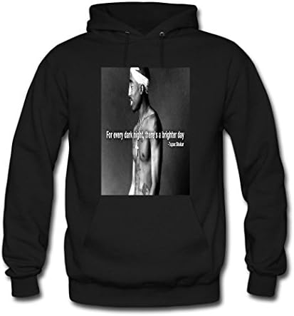 SHSUE Men's Tupac Shakur Printed Cotton Hooded Sweatshirt Medium Black