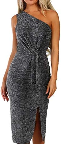Sunyastor Women Dresses Off The Shoulder Sequin Sparkly Party Evening Maxi Dress Gown with Slit Bandage Bodycon Midi Dress