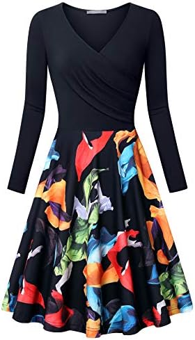 Furnex Women's Elegant A Line V Neck Floral Sleeveless Knee Length Swing Lace Dress