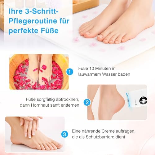 Hornhautentferner Elektrisch, Mini IPX6 Wasserdicht Hornhautentferner, PediküRe Set FußPflege Elektrischer Hornhaut Entfernen Fuß FüR Tote Harte Rissige Haut Mit Zwei ErsatzköPfen (Weiß)