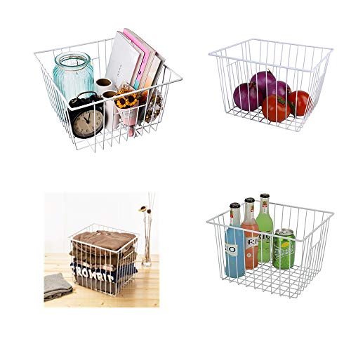 Freezer Organizer Baskets, Refrigerator Deep Metal Wire Food Storage