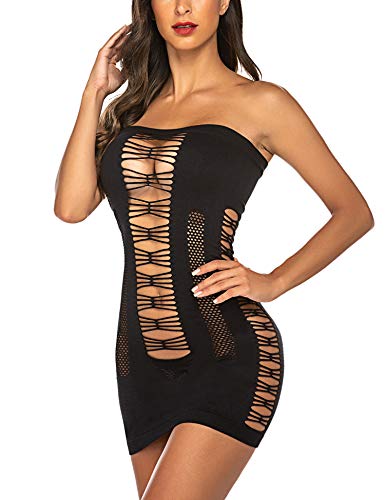 ADOME Reizwäsche Dessous Sexy Minikleid Lingerie Frauen Hollow Out Mesh Kleid Negligee Babydoll Netzkelid Nachtwäsche… – Bild 6