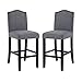 DAGONHIL 24 Inches Counter Height Bar Stools with Bronze Nail for Dining Room, Gray, Set of 2