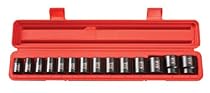TEKTON 1/2-Inch Drive Shallow Impact Socket Set, Metric, Cr-V, 6-Point, 11 mm - 32 mm, 14-Sockets | 4817