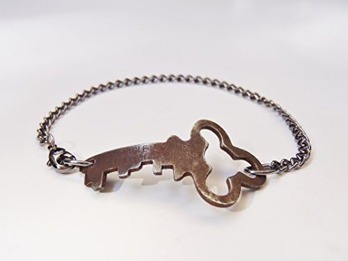 Antique Key Infinity Bracelet - Repurposed - Upcycled - Handmade - Steel Chain - Vintage - Skeleton Key - Made to Order - Unisex Jewelry