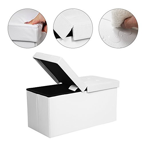 SONGMICS 30 Inches Folding Storage Ottoman Bench with Flipping Lid