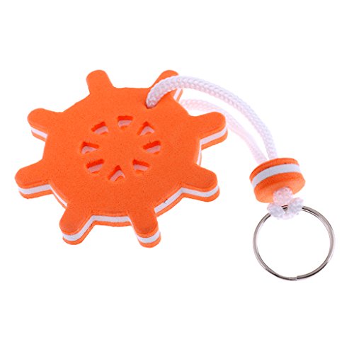 Dolity 70mm Steering Wheel Shaped Floating Key Ring Key Float Kayak Canoe Boat Fishing Sailing Rowing Accessories - Orange, 7cm
