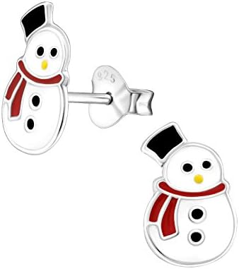 Snowman Christmas Stud Earrings - 925 Sterling Silver