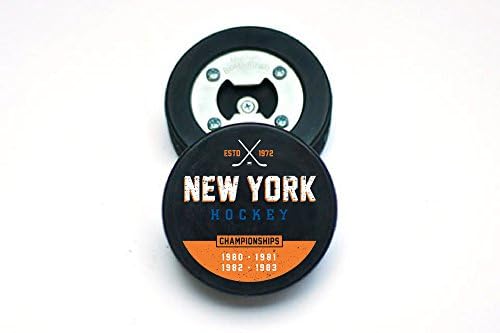 New York Long Island Champs Hockey Puck Bottle Opener, The PuckOpener, Magnetic Cap Catcher, Coaster