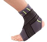 SENTEQ Ankle Brace Support Sleeve - Medical Grade & FDA Approved. Ankle Stabilization Sleeve with Strap and Heel Compression Wrap with Gel Padding Support (Large, Gray)