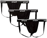 papi Men's 3-Pack Cotton Jock Strap, Black, Medium