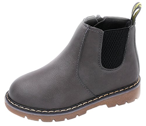 DADAWEN Baby's Boy's Girl's Casual Waterproof Side Zipper Ankle Boots (Toddler/Little Kid/Big Kid) -Gray 11.5 US Size