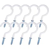 eBoot 2 Inches Ceiling Hooks Cup Hook Holder, White (10 Pieces)