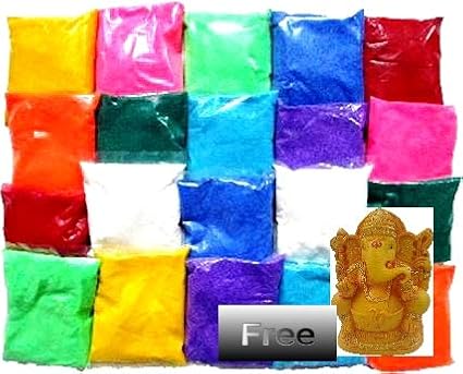 Shree Sellers Set of 10 pkts Design Creativity Diwali Floor Rangoli Art Colors 500gm|Multicolour, Rangoli Color Powder.