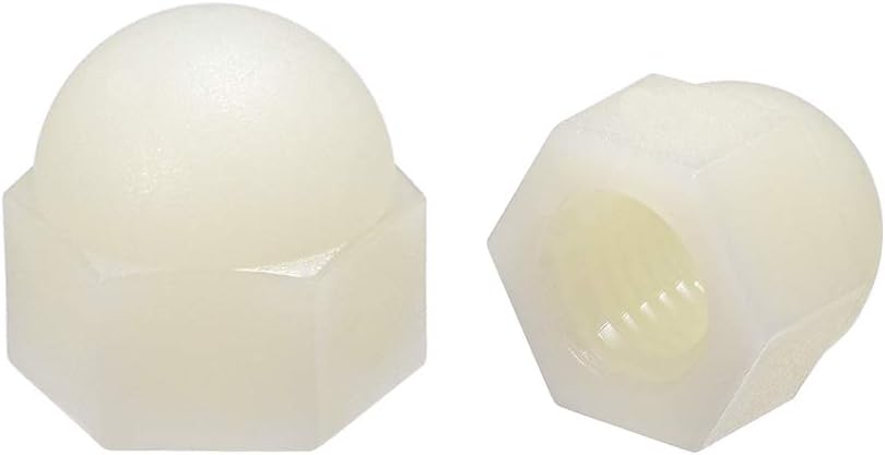 sourcing map M8 Cap Nut, Hex Acorn Dome Head Nuts for Screws Bolts Nylon White 30 Pcs
