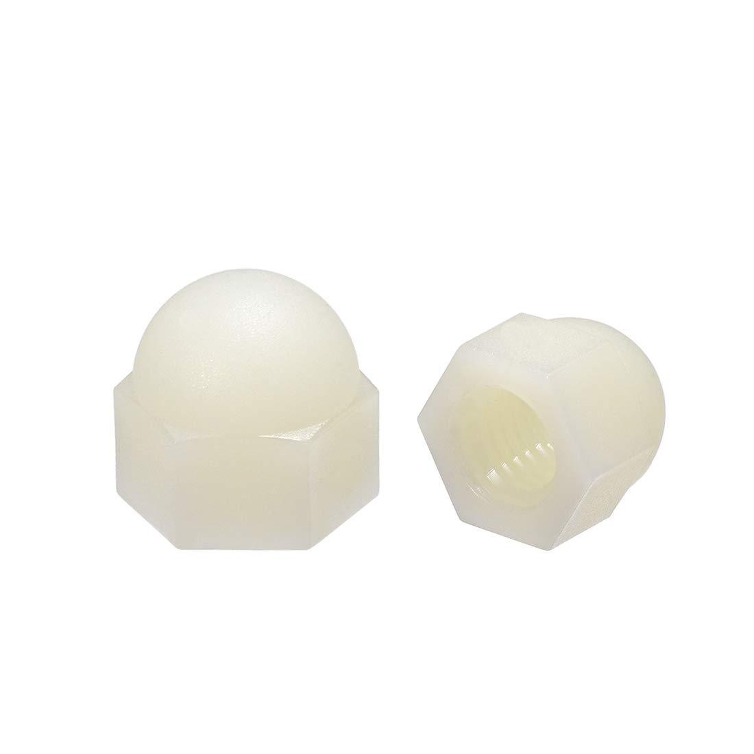 sourcing map M8 Cap Nut, Hex Acorn Dome Head Nuts for Screws Bolts Nylon White 30 Pcs
