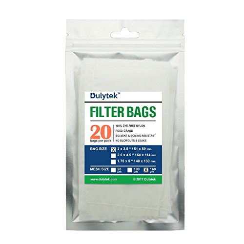 Dulytek Filter Bags, 2" x 3.5", 160 Micron Mesh, 20 Pcs, Food-Grade Nylon Screen Dulytek Filter Bags, 2" x 3.5", 160 Micron Mesh, 20 Pcs, Food-Grade Nylon Screen