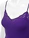 RT1004 Ladies Adjustable Spaghetti Strap Lace Trim Long Tunic Cami Tank Top D.Purple M
